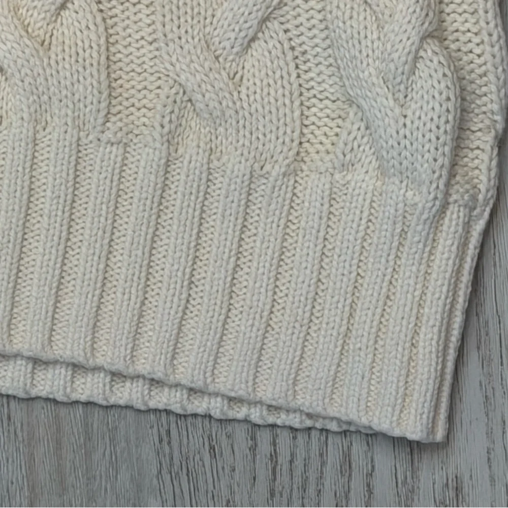 Faherty Sunwashed Sweater Vest Women’s Size L White Shell Cable Stitch Cotton